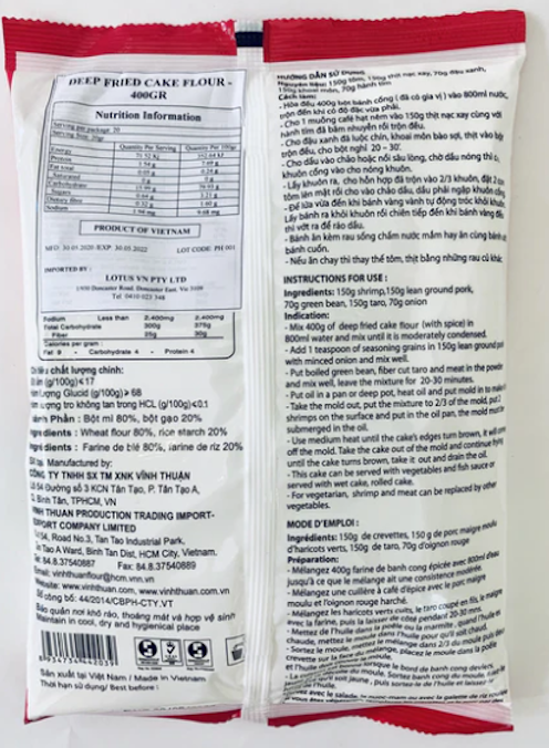 Vinh Thuan BOT BANH CONG Deep Fried Cake Flour 400g