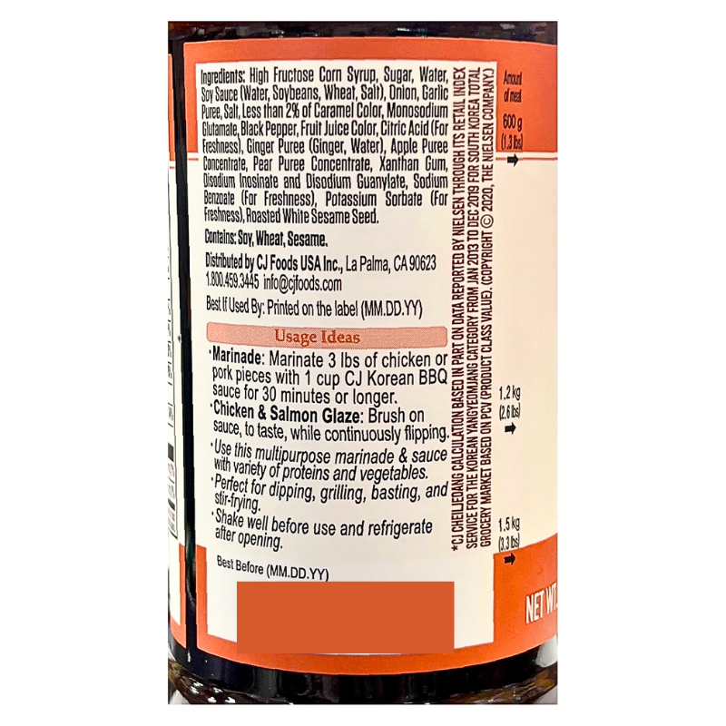 CJ BBQ Original Sauce Sweet & Savory Marinade  480g