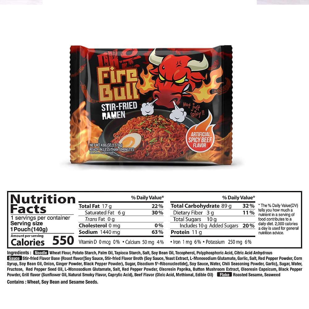 Fire Bull Stir Fried Ramen 4.86oz