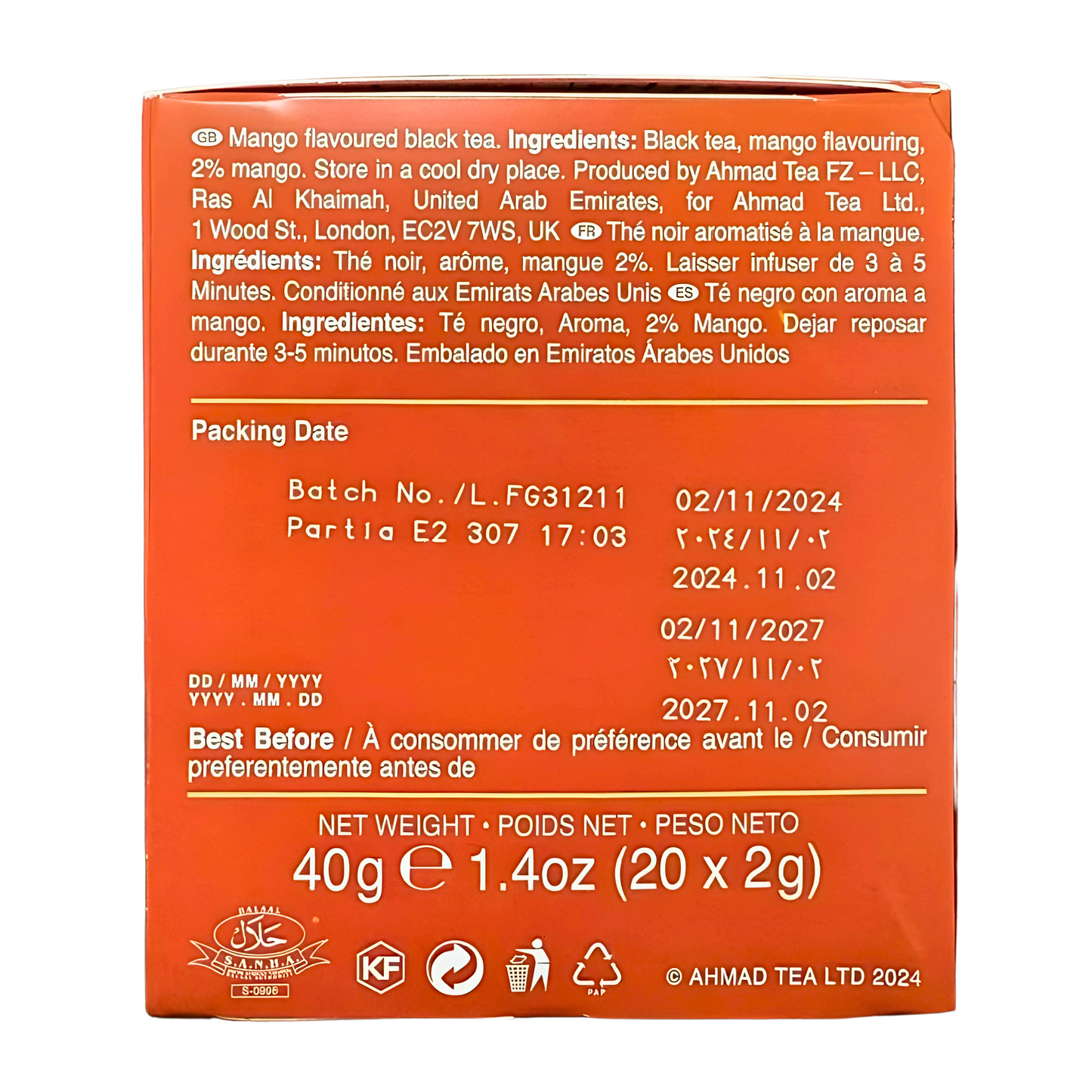 AHMAD TEA - Mango Magic Fruit Black (20 Tea Bags)