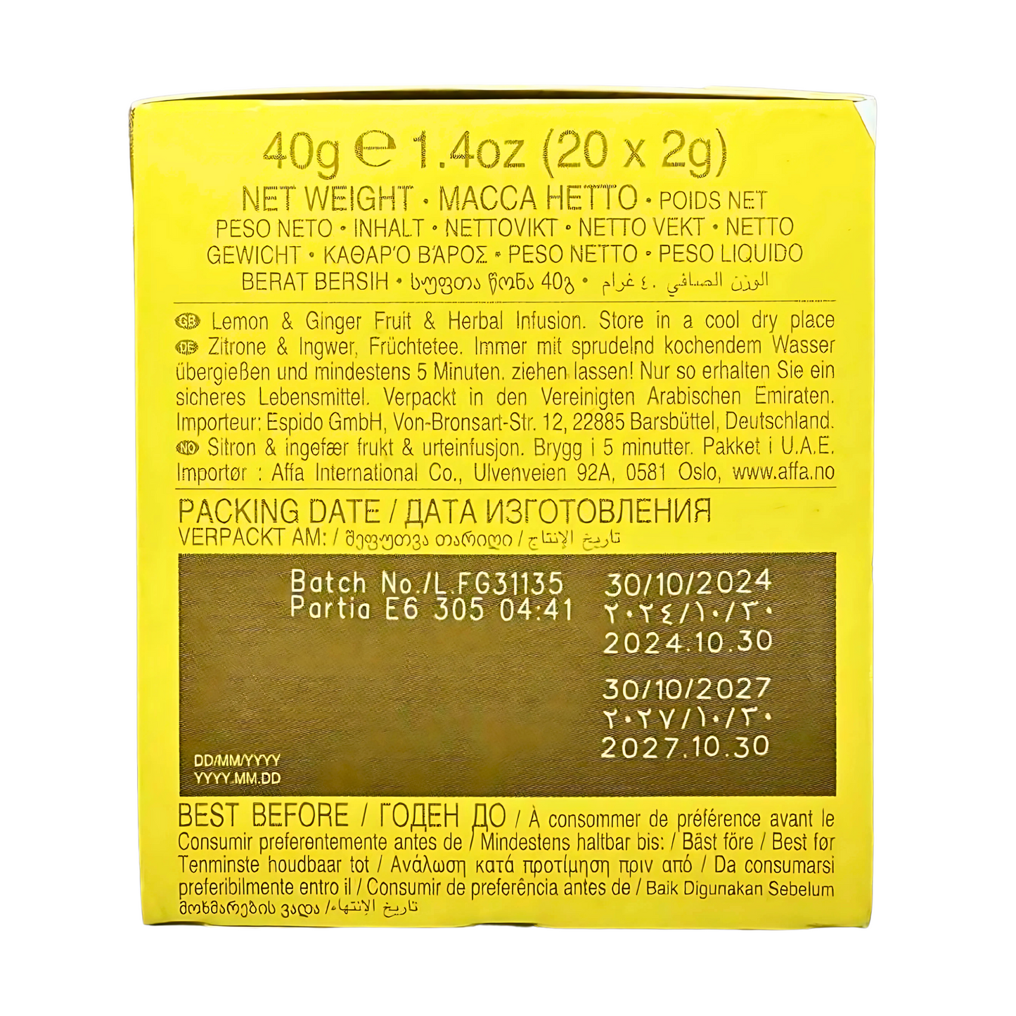 AHMAD TEA - Infusion Lemon & Ginger (20 Tea Bags)