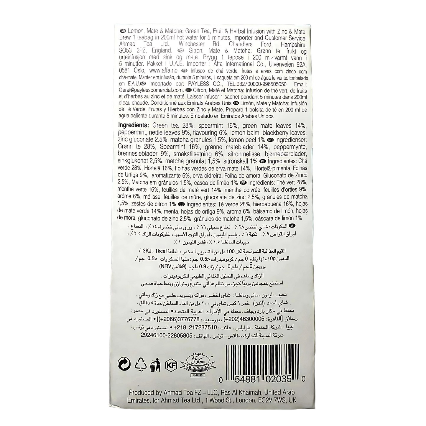 AHMAD TEA - 'Slim' Infusion-Herbal Tea (20TeaBags)