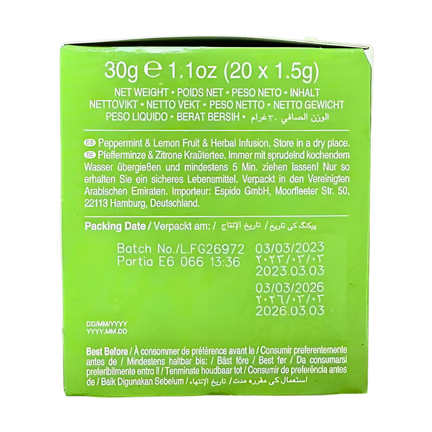 AHMAD TEA - Peppermint & Lemon Tea (20 Tea Bags)