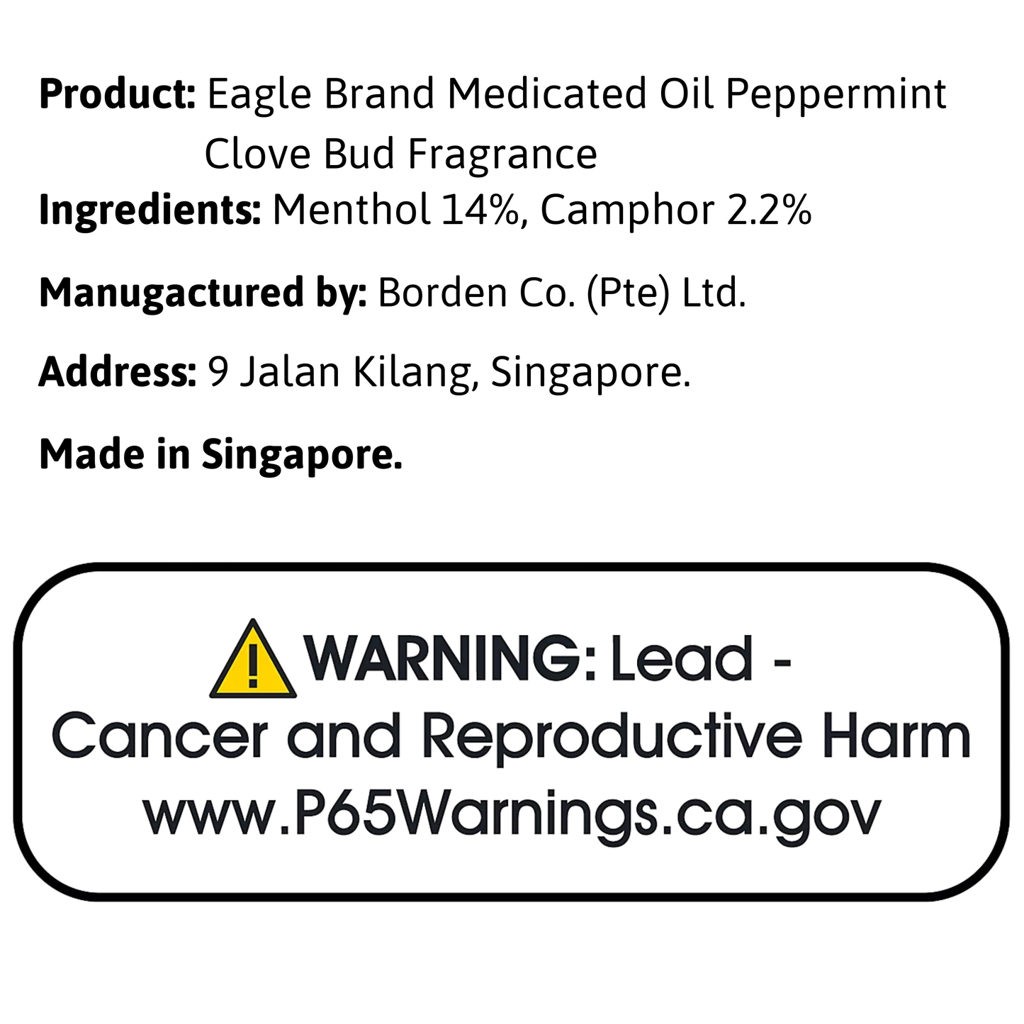 Eagle Brand Medicated Oil Peppermint Clove