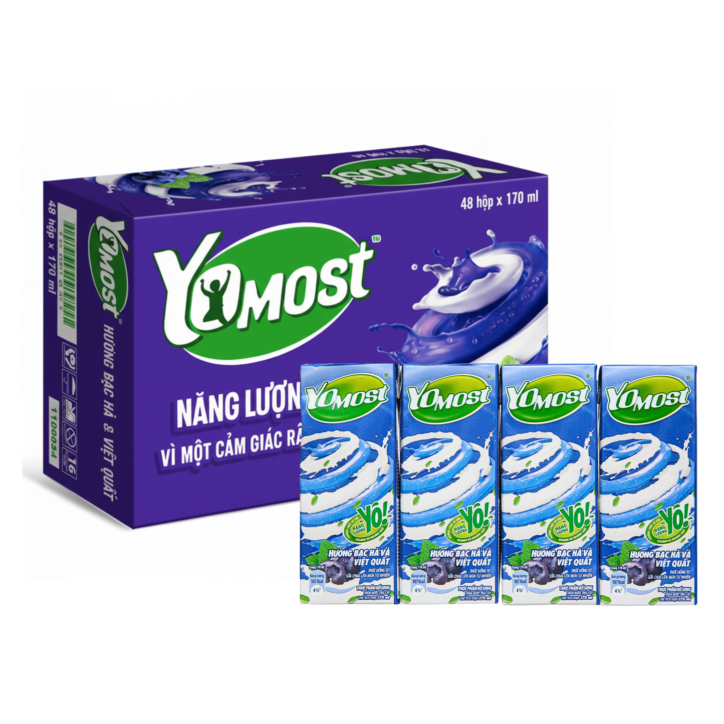 Yomost Yogurt Drink Mint & Blueberry Flavor 170ml
