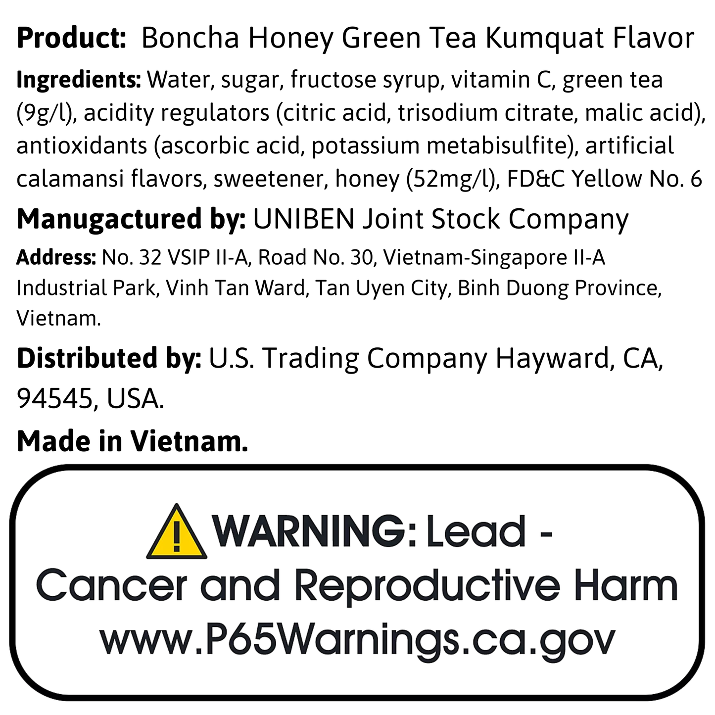 Boncha Honey Green Tea Kumquat Flavor 450ml