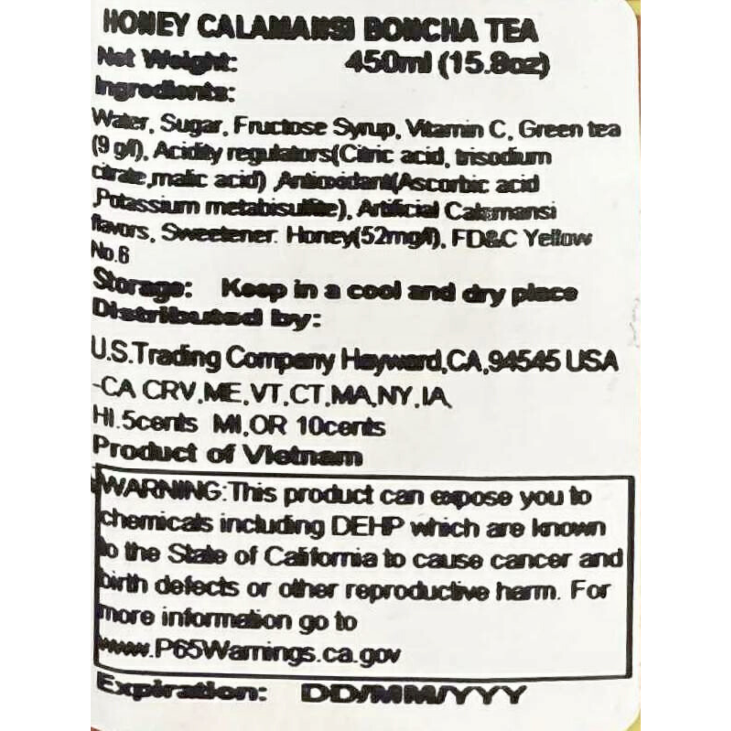 Boncha Honey Green Tea Kumquat Flavor 450ml
