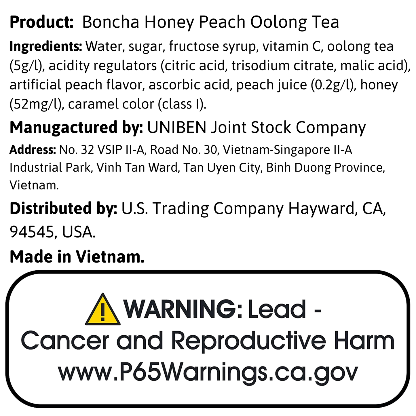 Boncha Honey Peach Oolong Tea 450ml