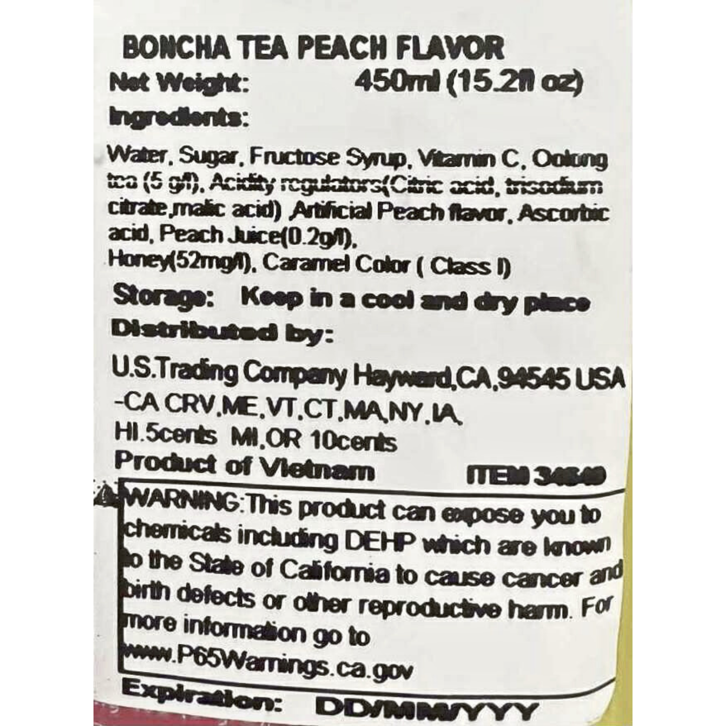 Boncha Honey Peach Oolong Tea 450ml