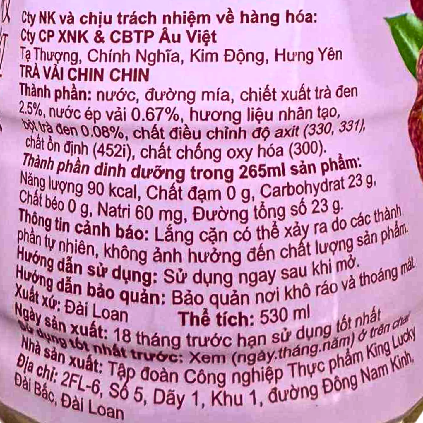 Chin Chin Lychee Tea 530ml