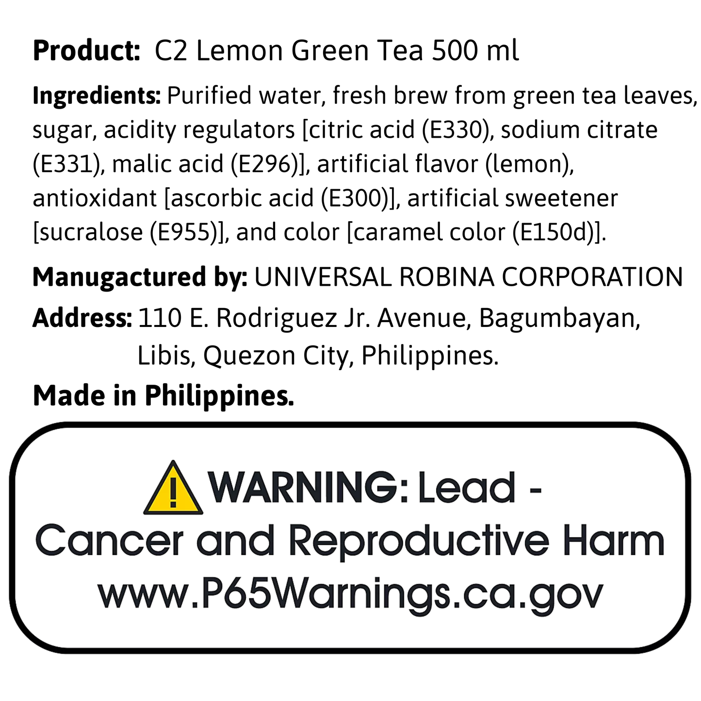 C2 Lemon Green Tea 500 ml
