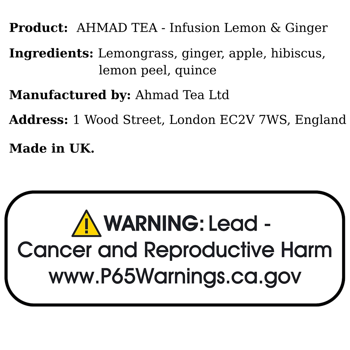 AHMAD TEA - Infusion Lemon & Ginger (20 Tea Bags)