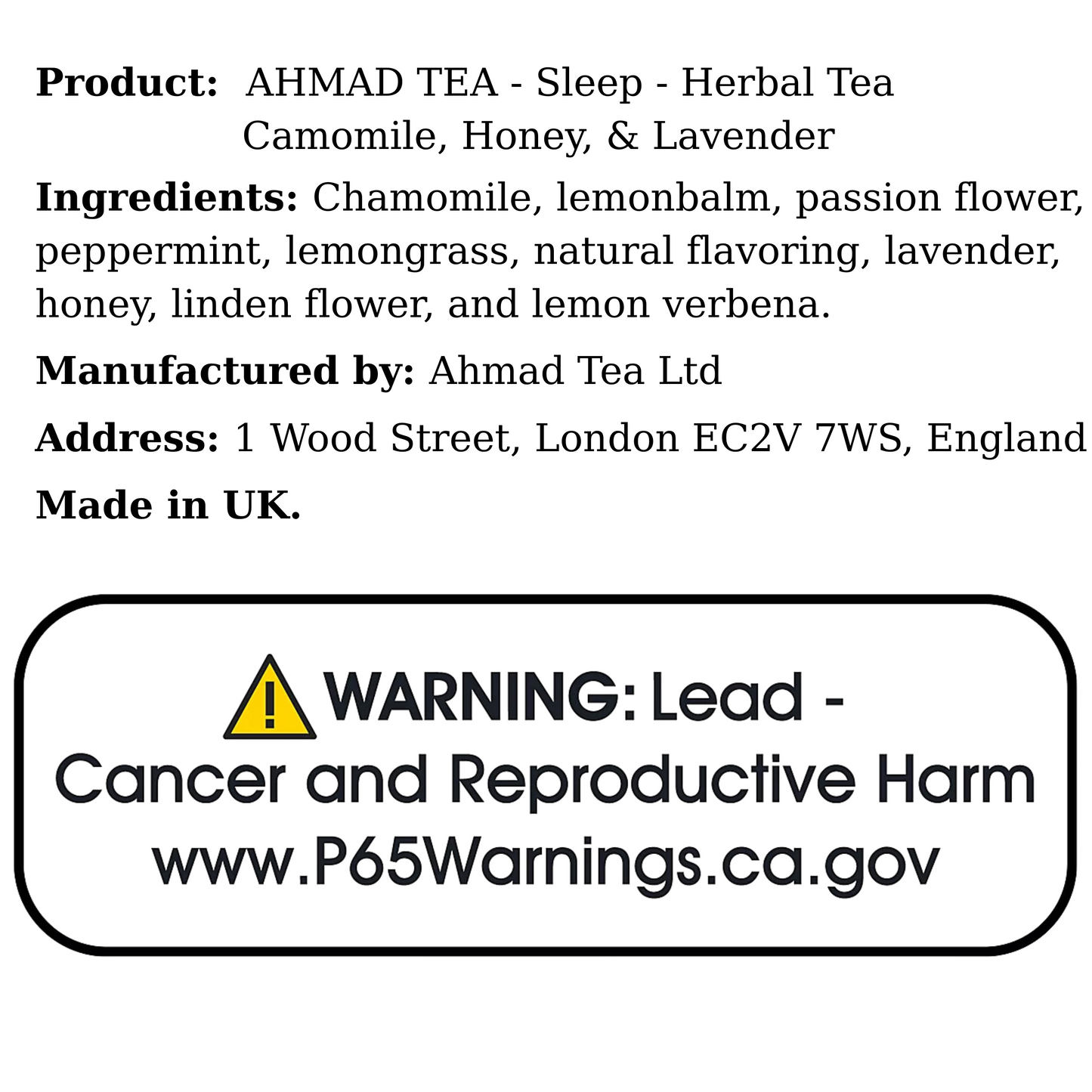 AHMAD TEA - 'Sleep' Infusion-Herbal Tea(20TeaBags)