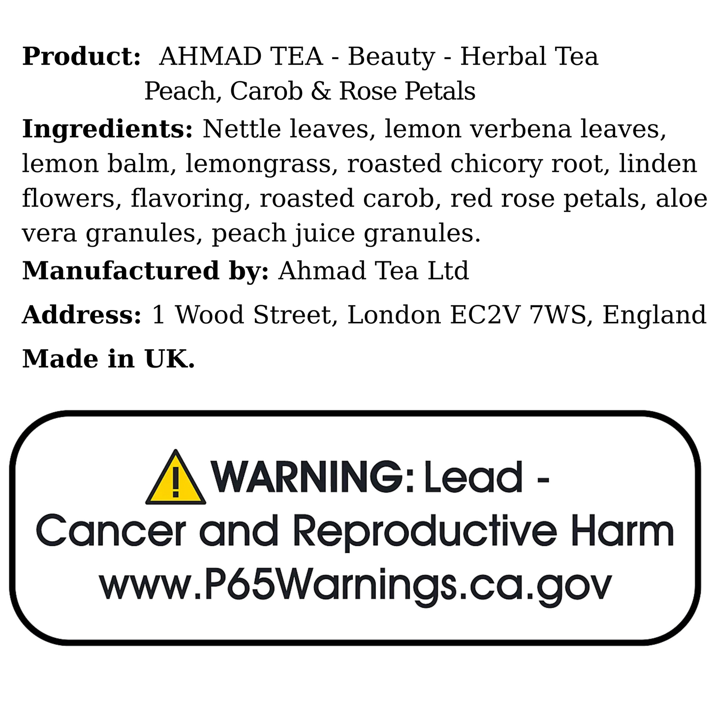 AHMAD TEA - 'Beauty'Infusion-Herbal Tea(20TeaBags)