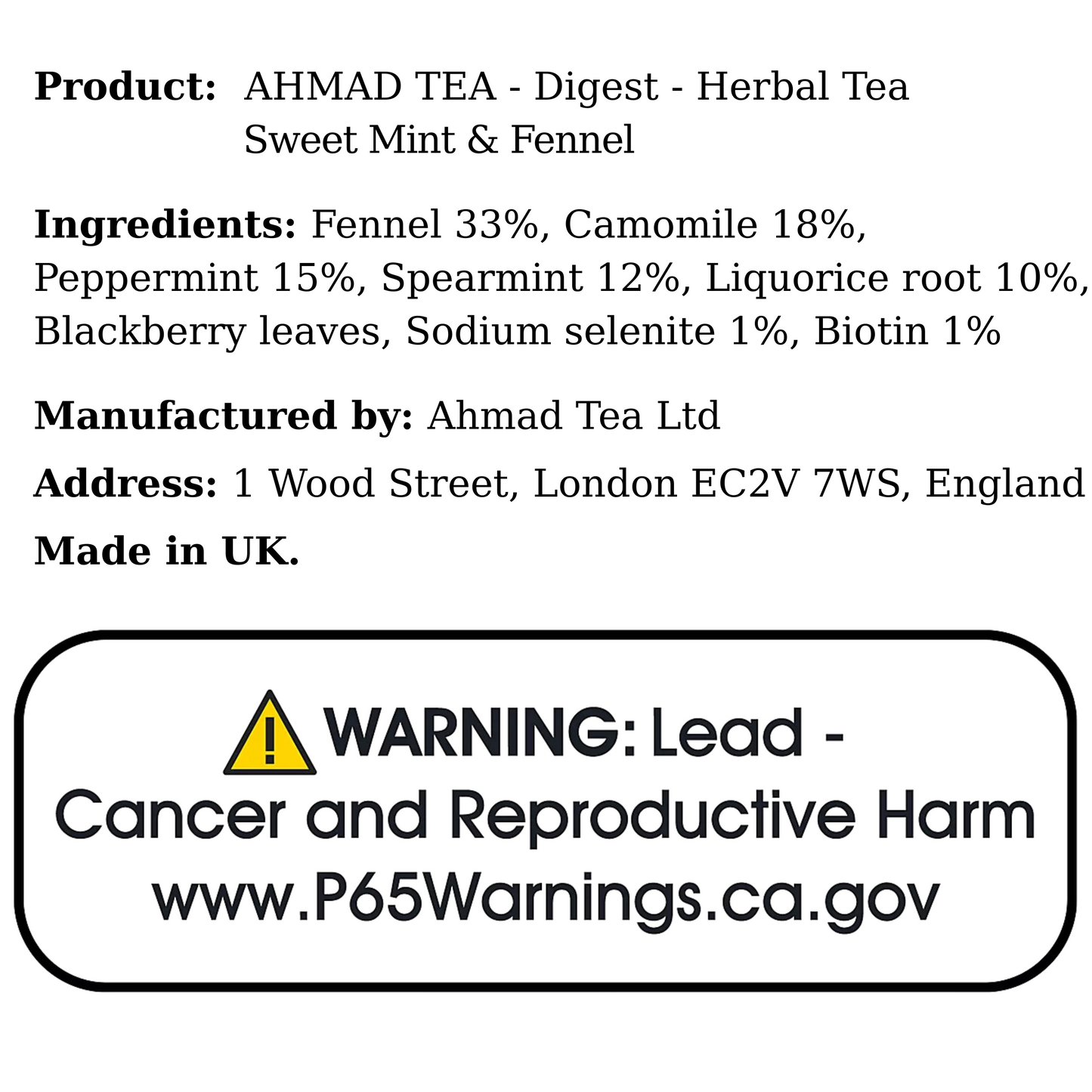 AHMAD TEA -'Digest'Infusion-Herbal Tea (20TeaBags)