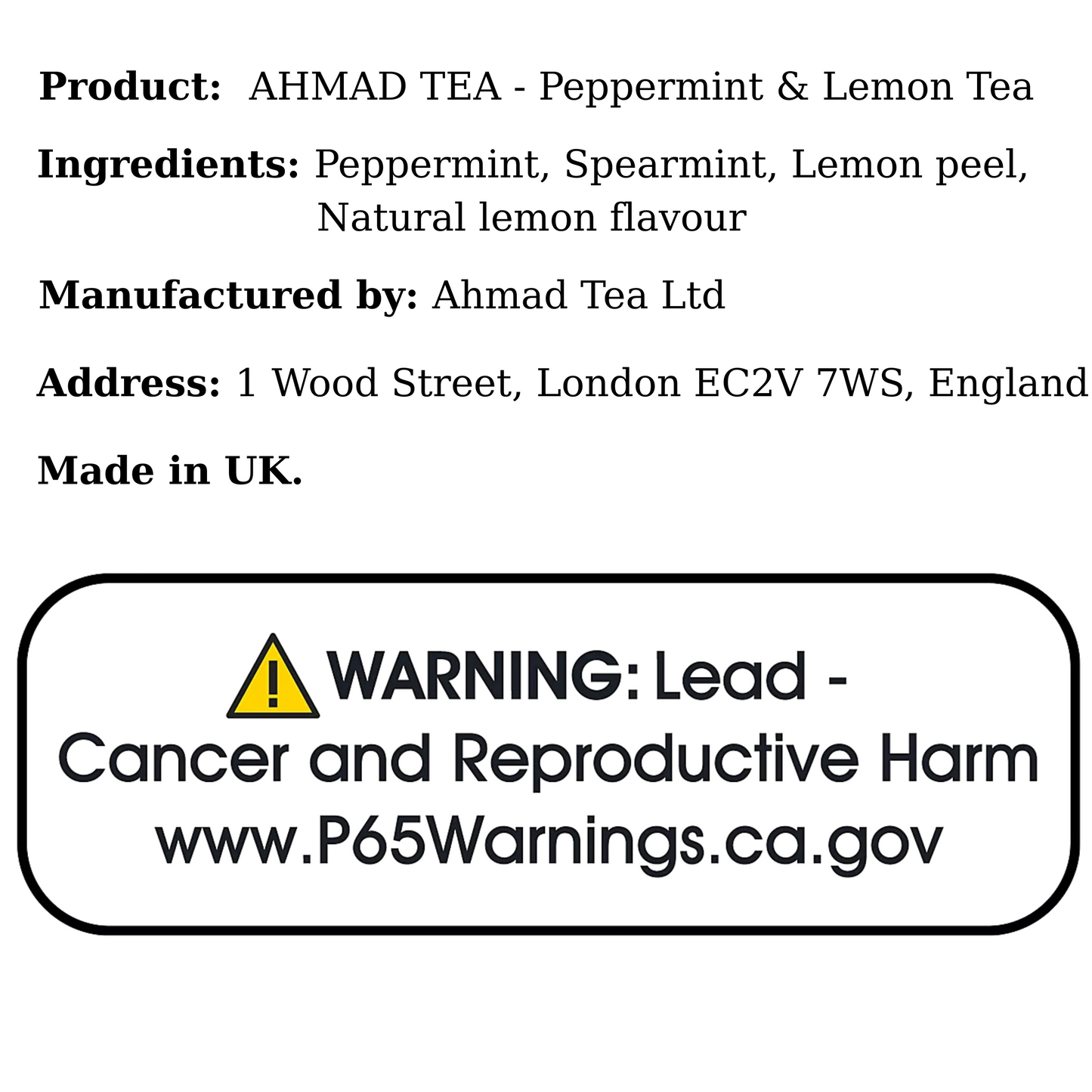 AHMAD TEA - Peppermint & Lemon Tea (20 Tea Bags)