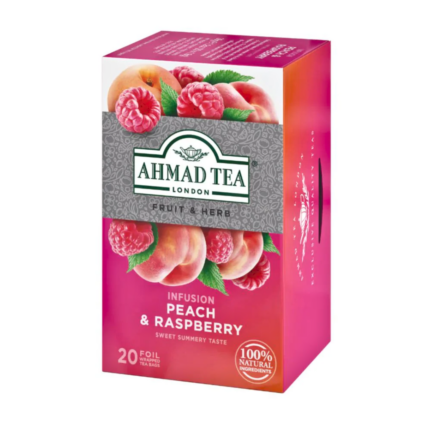 AHMAD TEA - Peach & Raspberry Herbal (20 Tea Bags)