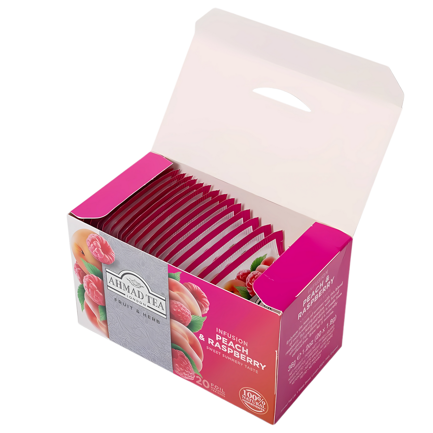 AHMAD TEA - Peach & Raspberry Herbal (20 Tea Bags)