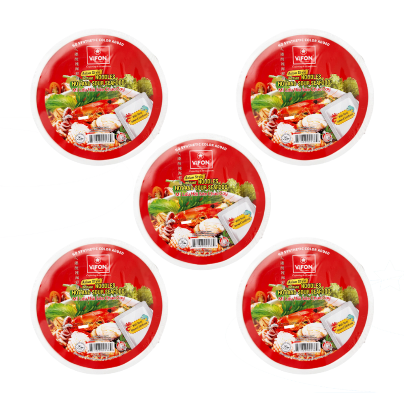 Vifon Asian Style Hot and Sour Seafood Instant Noodle Bowl