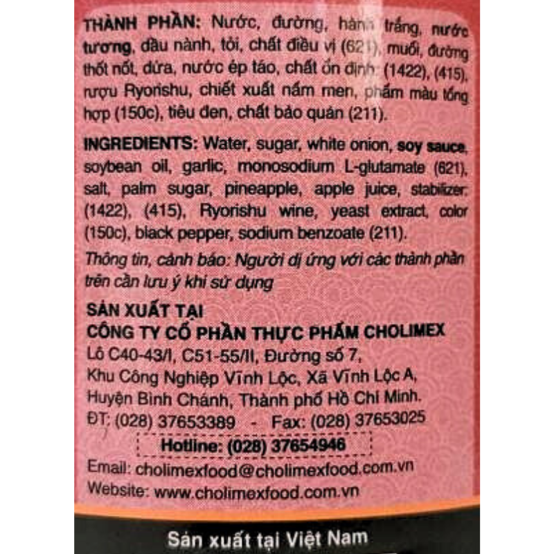 Cholimex Korean BBQ Sauce Tradition Taste 190g