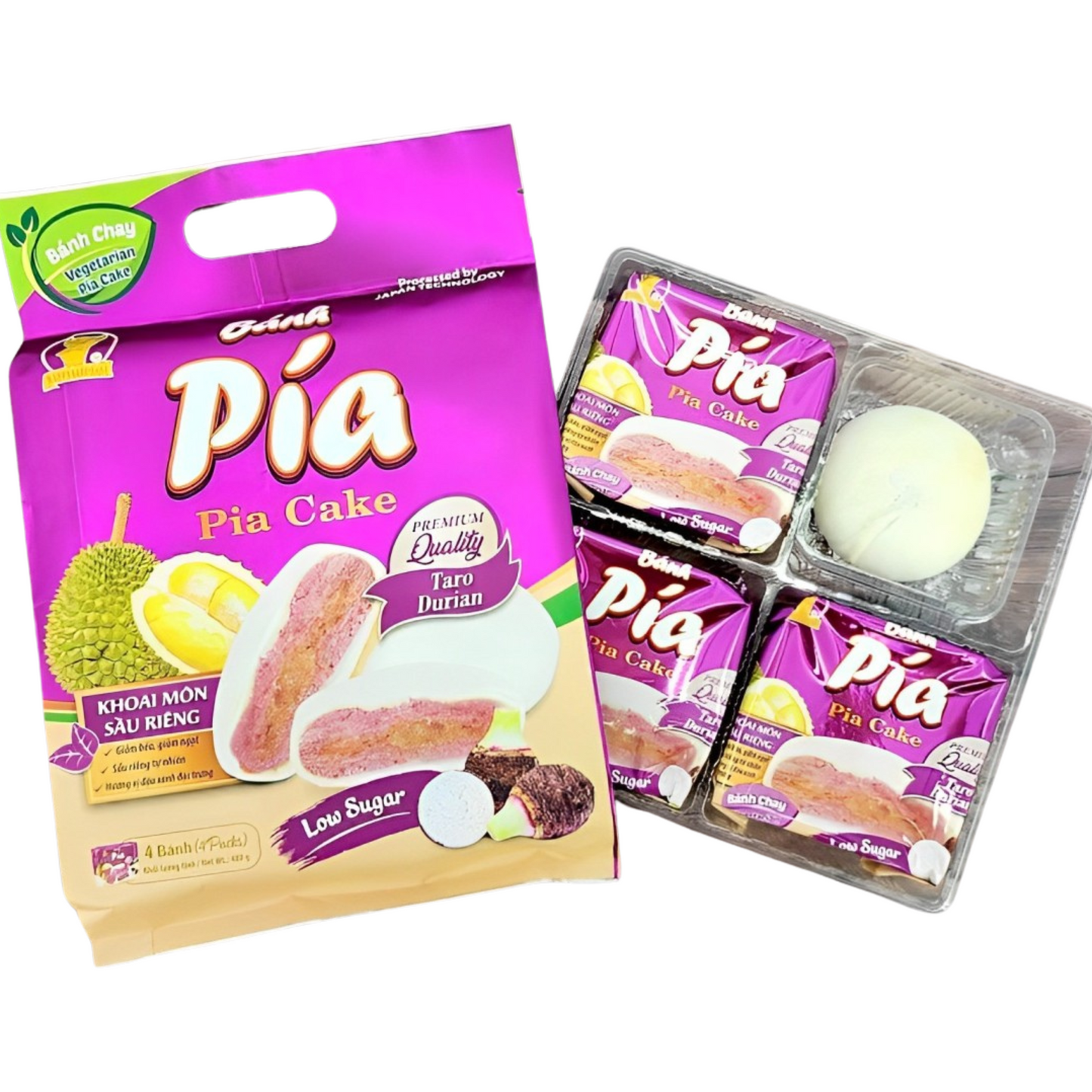 Happy Elephant Pia Cake Taro Durian 400 g
