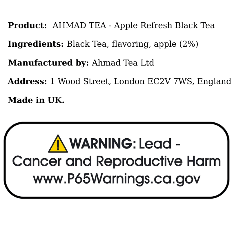 AHMAD TEA - Apple Refresh Black Tea (20 Tea Bags) - A&E Foodstore