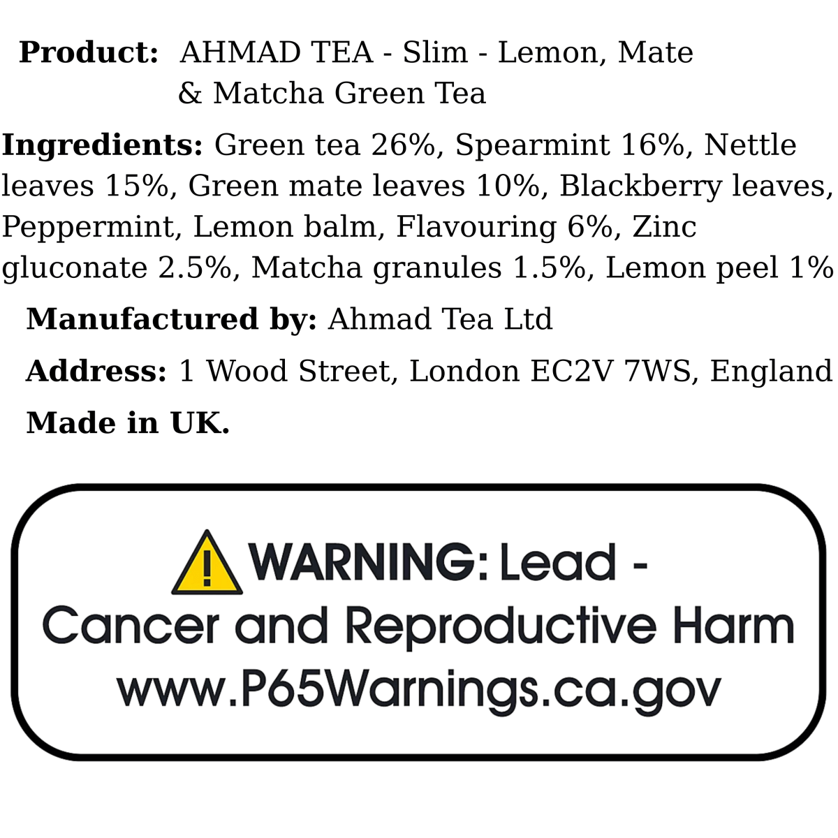 AHMAD TEA - 'Slim' Infusion - Herbal Tea (20TeaBags) - A&E Foodstore