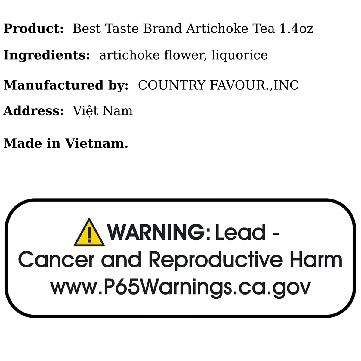 Best Taste Brand Artichoke Tea 1.4oz - A&E Foodstore