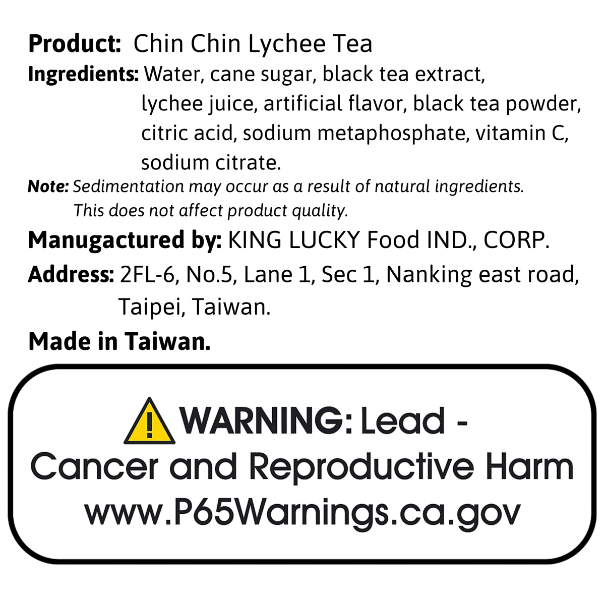 Chin Chin Lychee Tea 530ml - A&E Foodstore