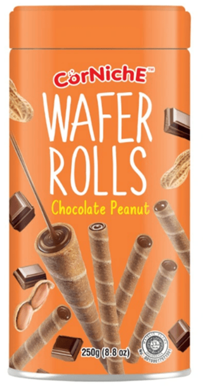 Corniche chocolate peanut wafer rolls 250g - A&E Foodstore