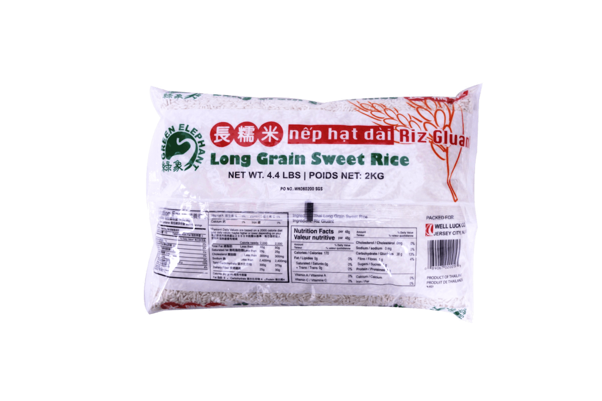 Green Elephant Thai Pure White (Glutinous) Long Grain Sweet Rice 4.4 lbs - A&E Foodstore