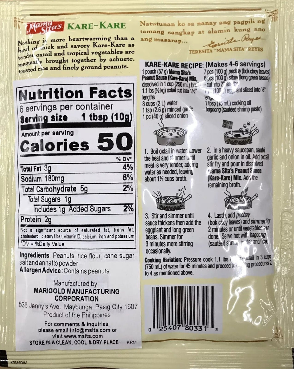 Mama Sita's Kare - kare Peanut Sauce Mix 2oz - A&E Foodstore