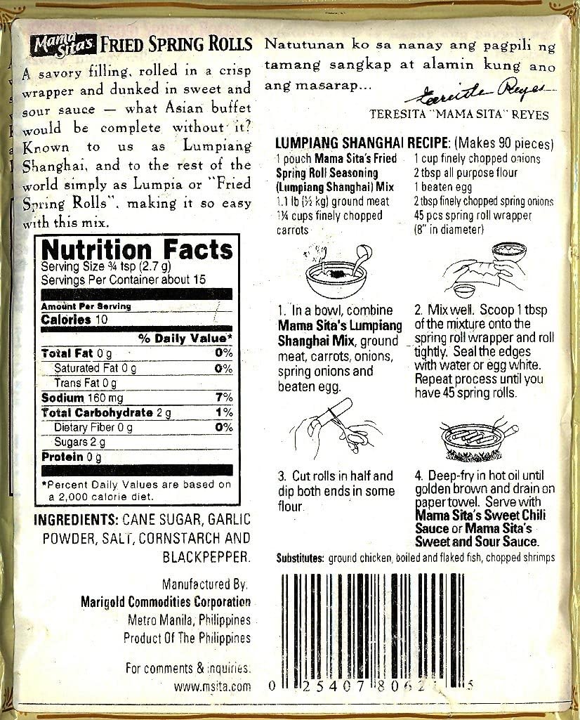 Mama Sita's Lumpiang Shanghai Mix 1.4oz - A&E Foodstore
