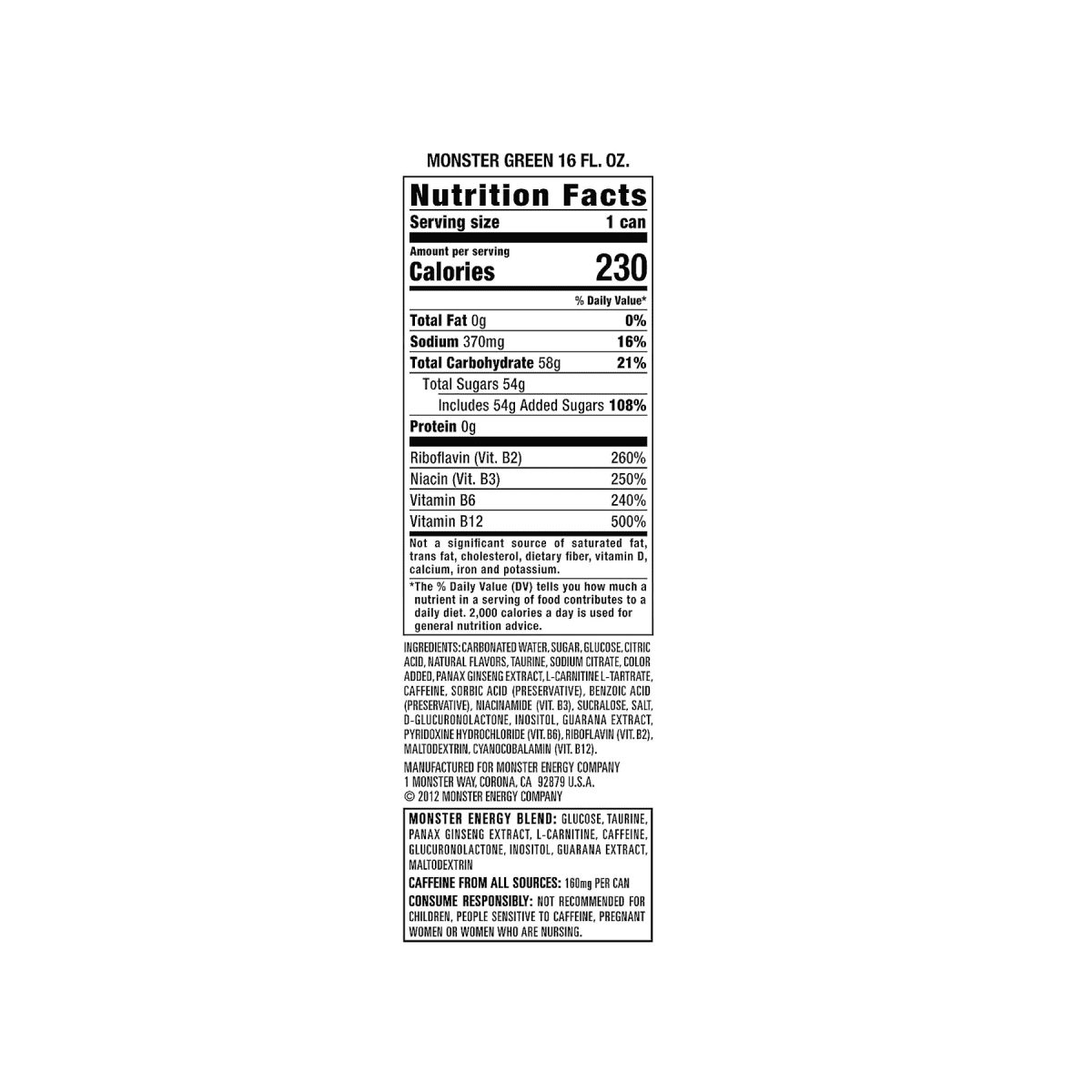 Monster Energy Drink, Green, Original, 16 Fl Oz - A&E Foodstore