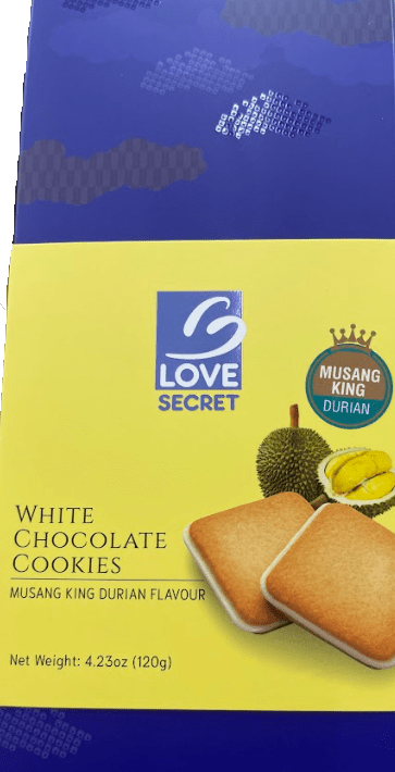 Musang King Durian : Love Secret White Chocolate Cookies 120g - A&E Foodstore
