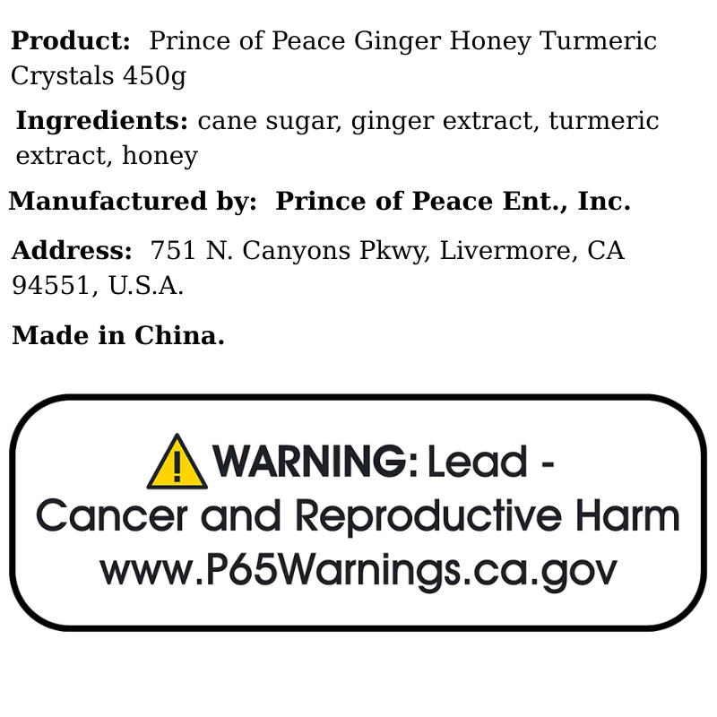 Prince of Peace Ginger Honey Turmeric Crystals 450g - A&E Foodstore