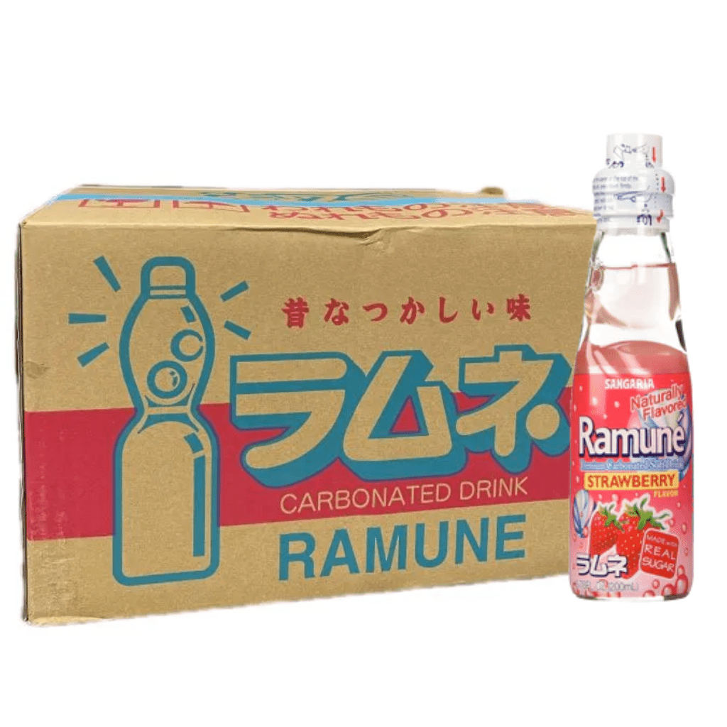 Sangaria Ramune Marble Soft Drink Strawberry Flavor 200ml - A&E Foodstore