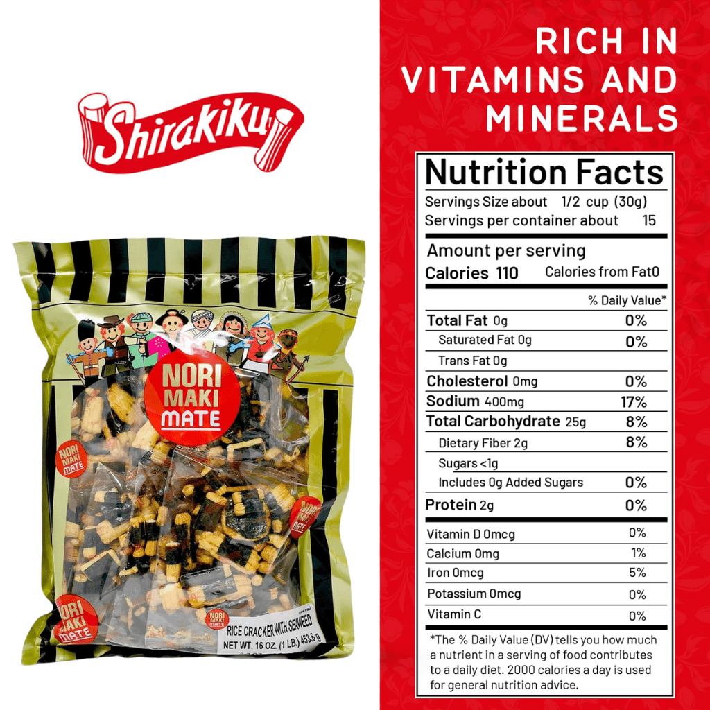 Shirakiku Nori Maki Mate Rice Crackers With Seaweed 16oz - A&E Foodstore