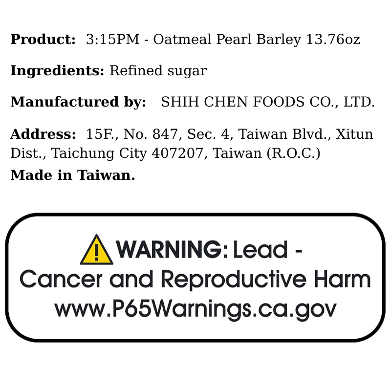3:15PM - Oatmeal Pearl Barley 13.76oz