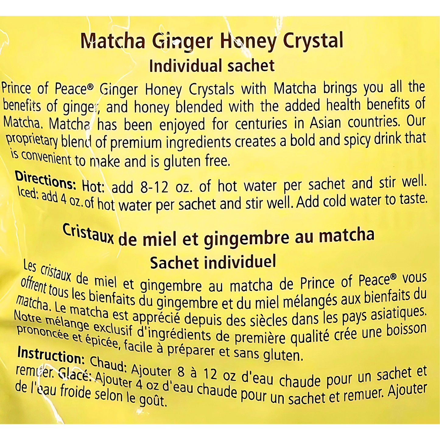 Prince of Peace Ginger Honey Matcha Crystals 450g
