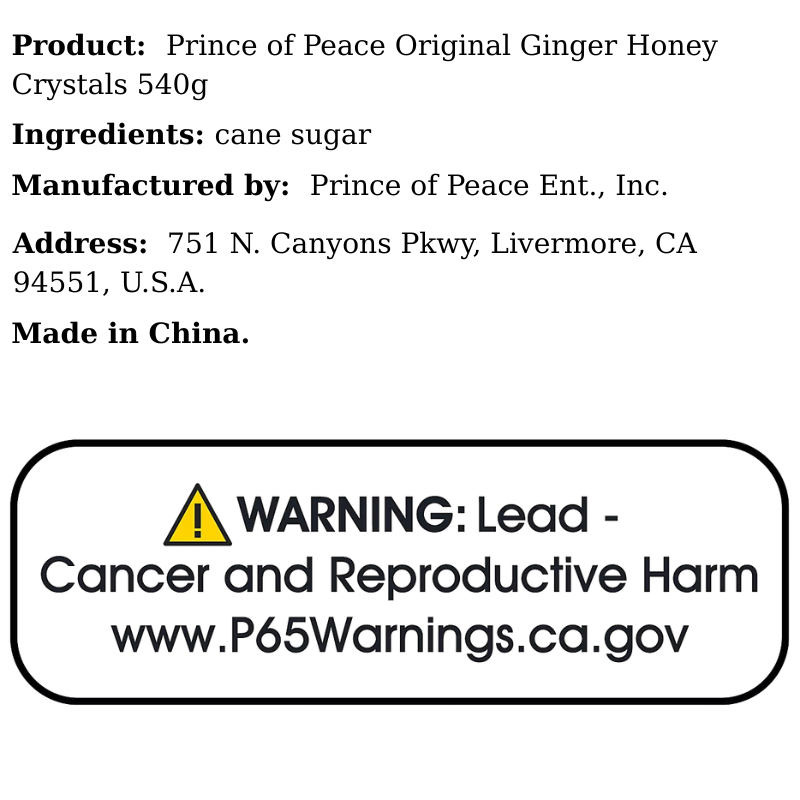Prince of Peace Original Ginger Honey Crystals 540g
