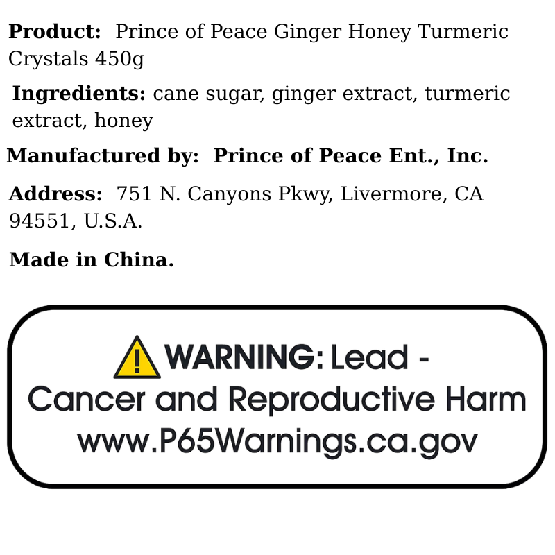 Prince of Peace Ginger Honey Turmeric Crystals 450g