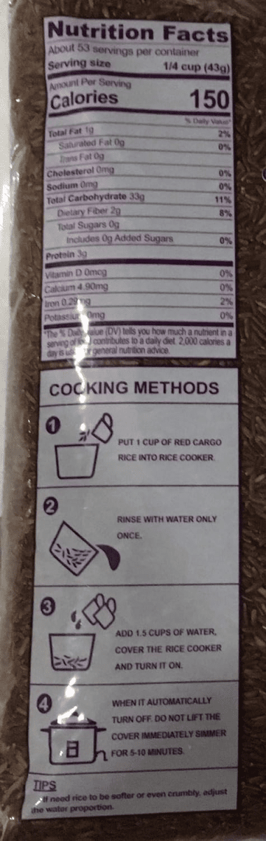 Three Deer Brand Red Cargo Rice 5lb - A&E Foodstore