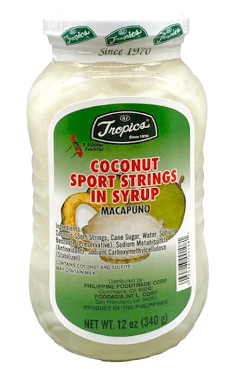 Tropics Coconut Sports Strings in Syrup Macapuno 12oz - A&E Foodstore