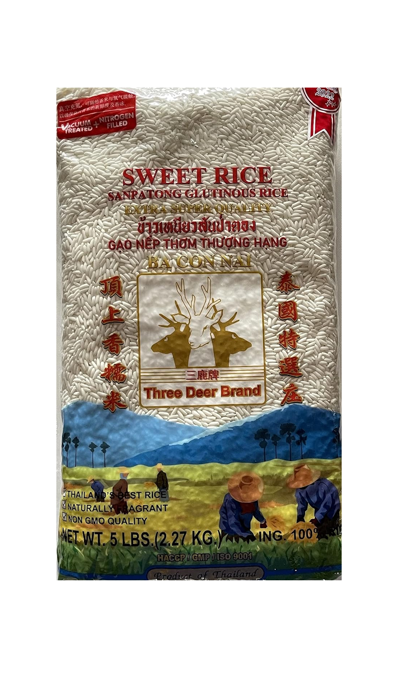 Three Deer Brand Sanpatong Glutinous Sweet Rice - 5 Pound