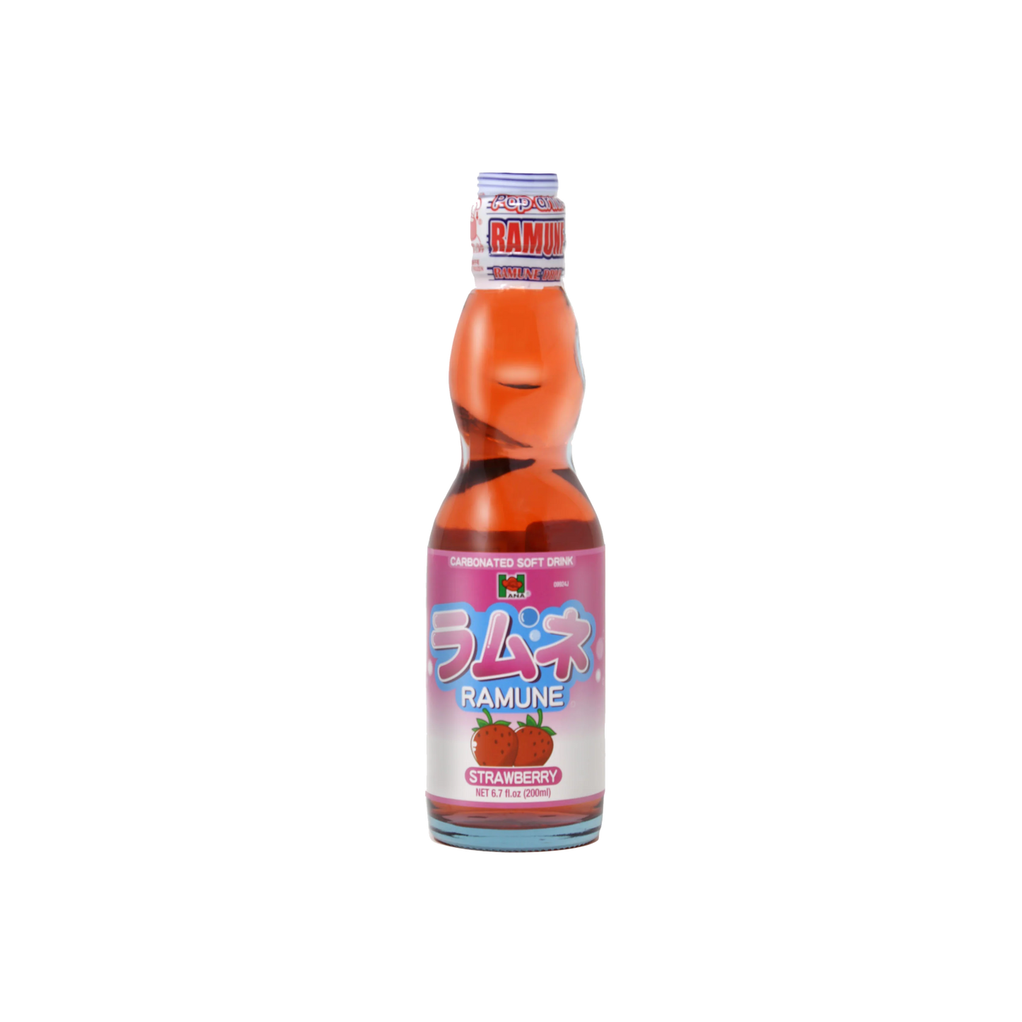 Hana Ramune Carbonated Soft Drink Strawberry Flavor 200ml