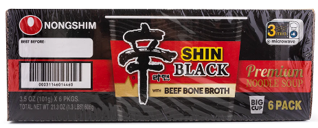 Nongshim Shin Black Premium Noodle Soup, Cup