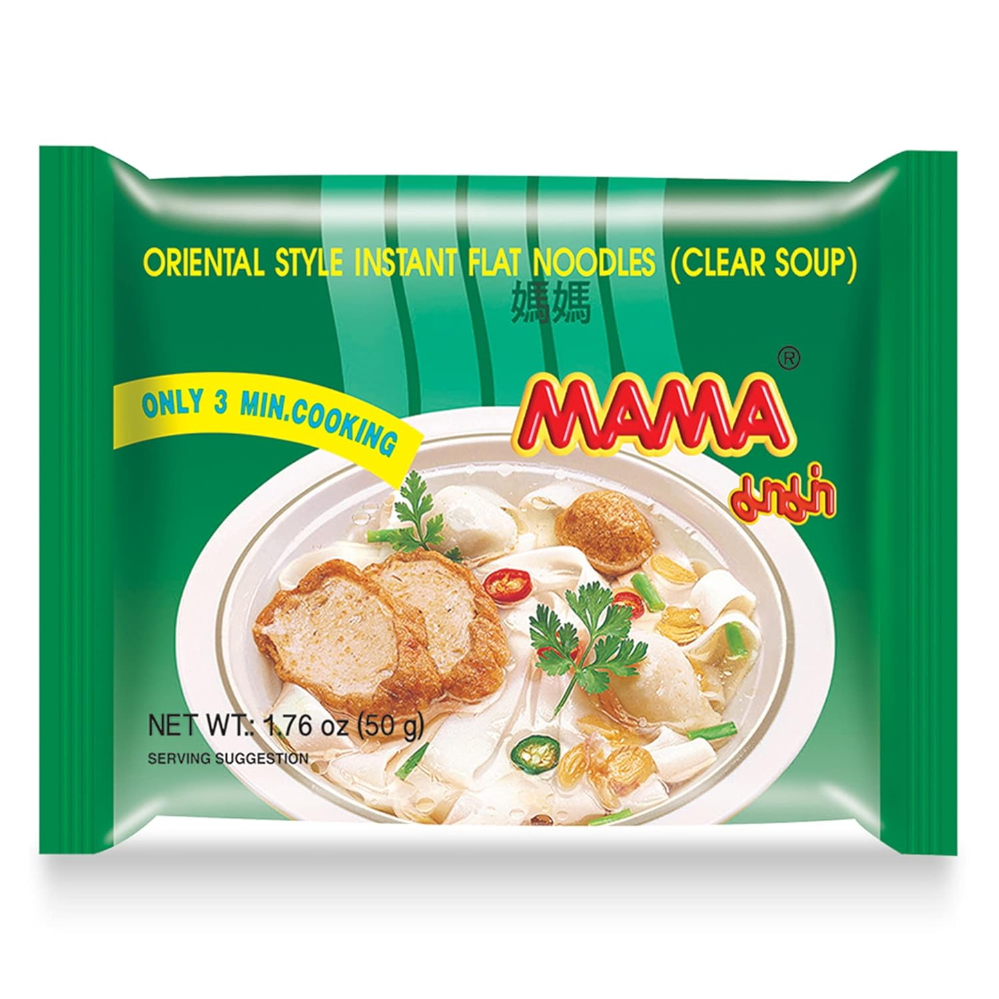 MAMA Noodles Flat Clear Soup Instant Rice Noodles w/ Delicious Thai Flavors