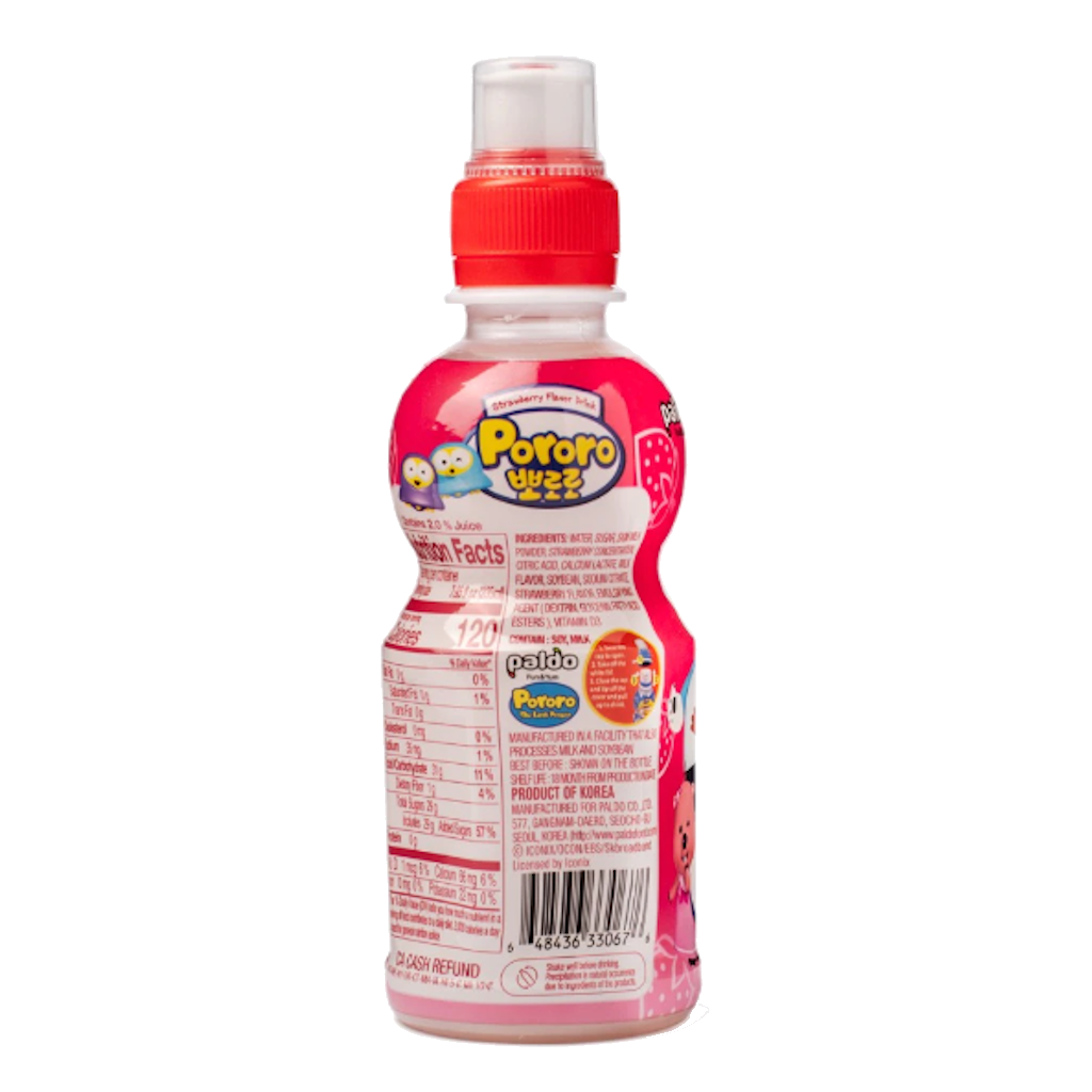 Paldo Pororo Fruit Juice, Strawberry Flavor 7.95 oz