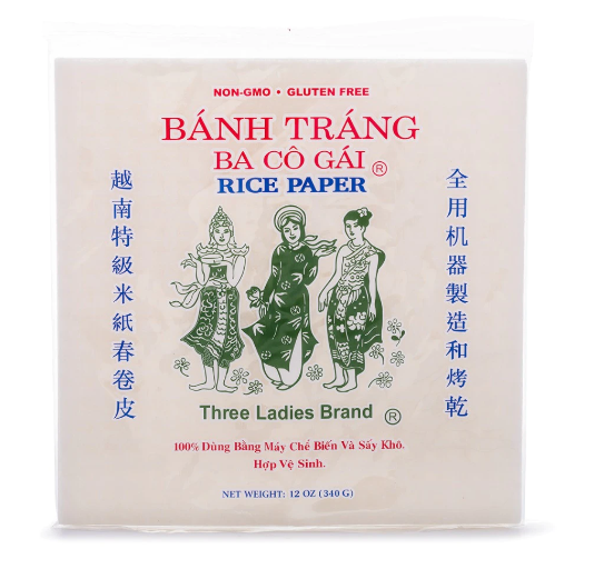 Three Ladies Brand Machine Square Rice Paper 22cm 12 oz